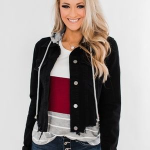 Black Label C'est You Black Frayed Half Jacket